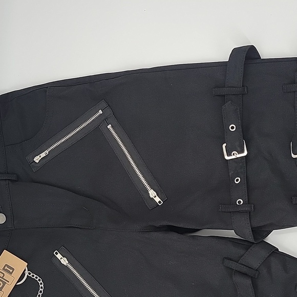 Men's Black Buckle Strap Pants - Picture 9 of 16